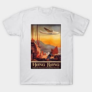 Hong Kong, Imperial Flying Boat Service - Vintage Travel Poster Design T-Shirt